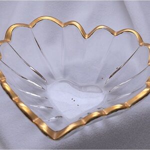 Vintage Clear candy dish with gold trim